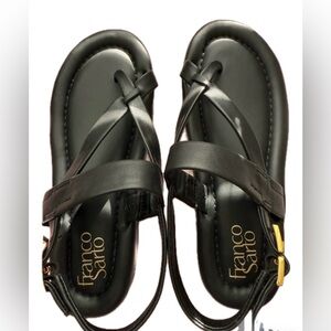 FRANCO SARTO BLACK BLOCK HEEL SANDALS SIZE: 7.5